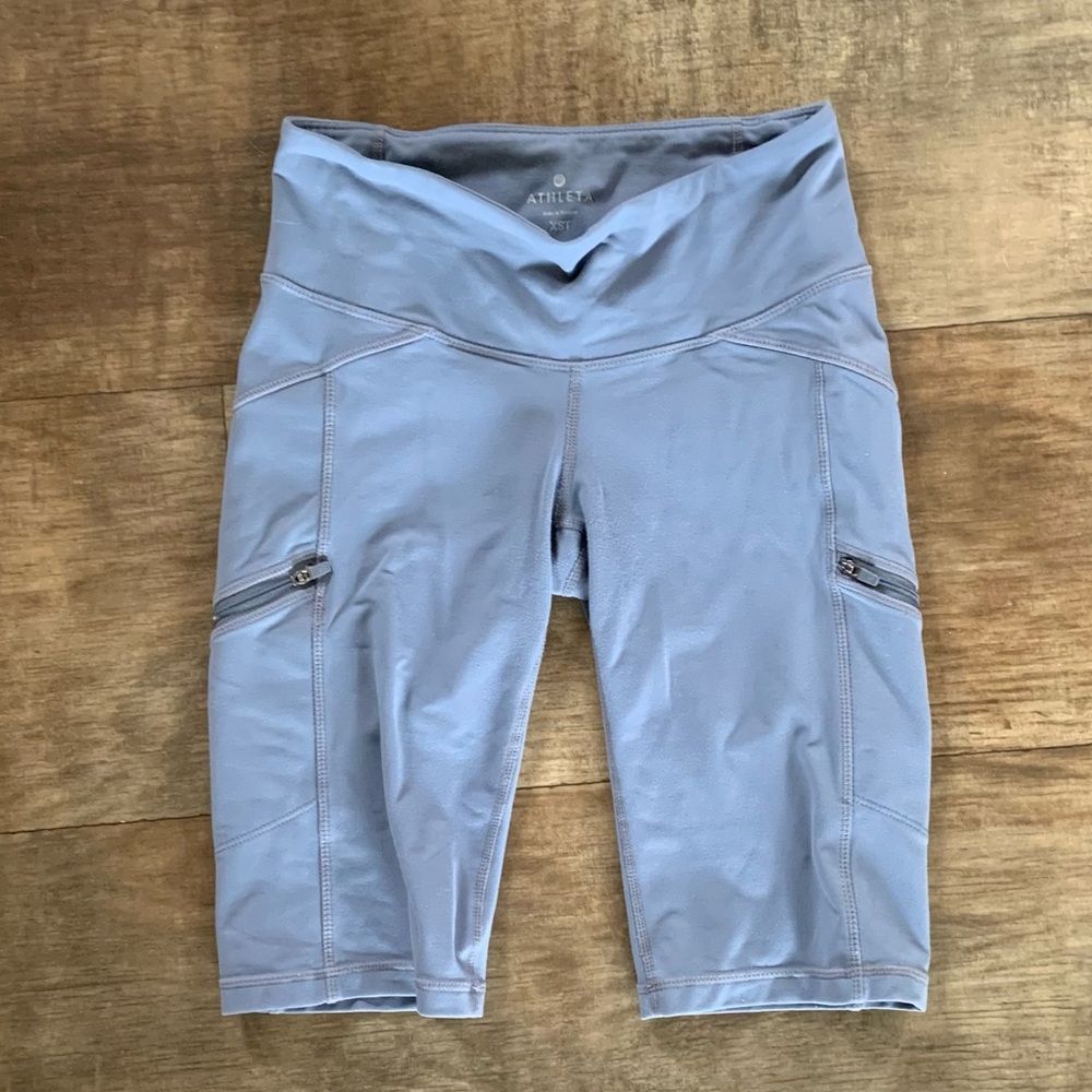Athleta gray bike shorts with pockets drifter - Picture 1 of 9